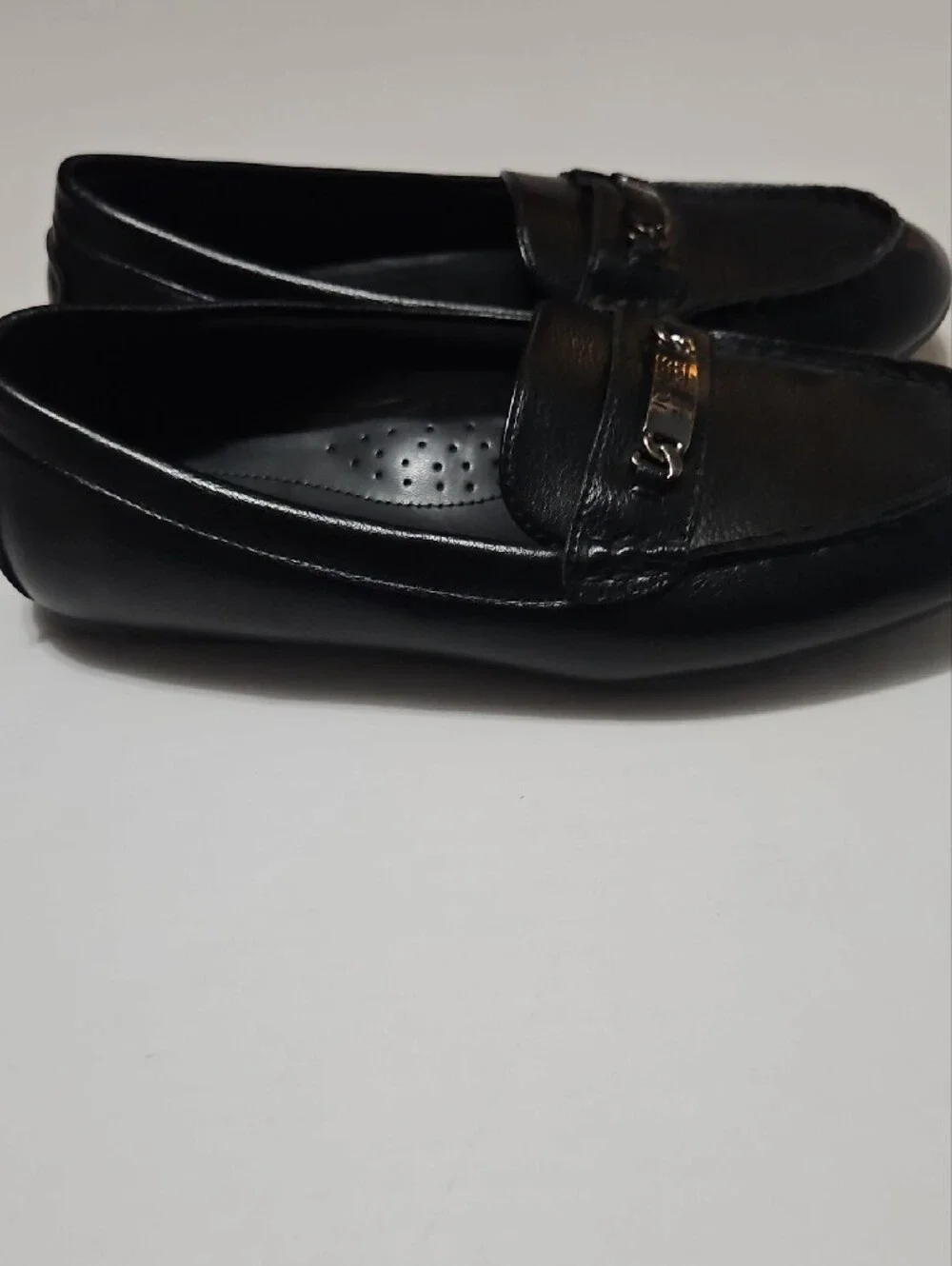 Jones New York Black Leather Slip-On Loafers with Metal Bit Size 8.5W